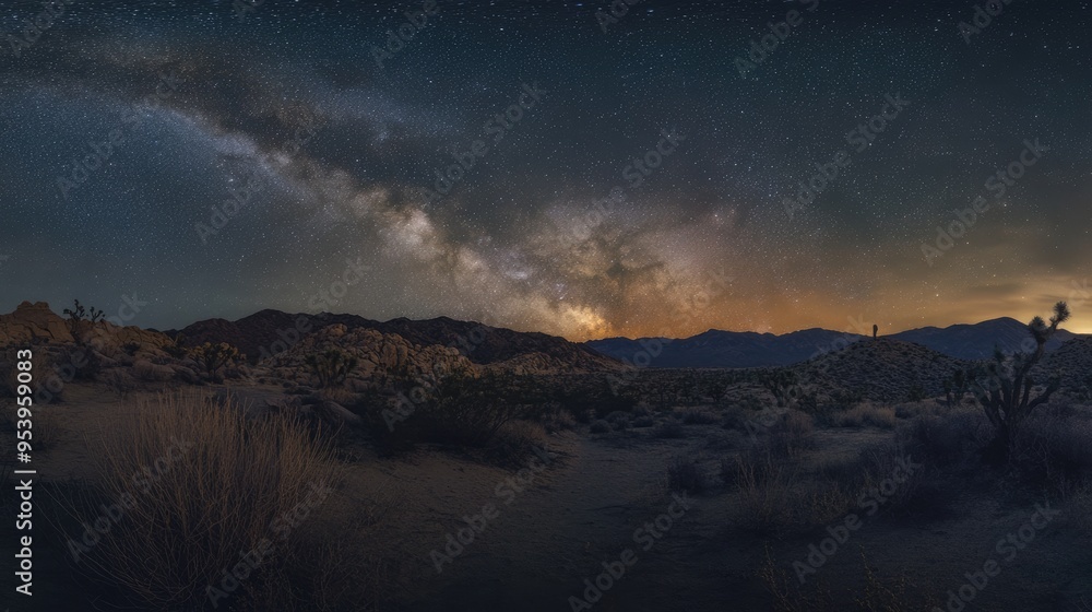 Fototapeta premium Milky Way Over Desert Landscape
