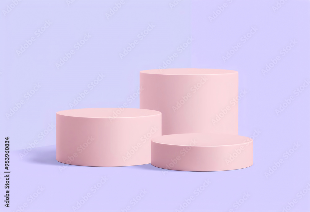 Pink podium isolated on purple background for product display, level, introduction Pink podium isolated on purple background for product display, level, introduction