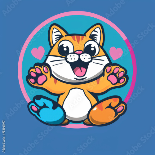 Cute Cat Day Illustration with Excited Cat