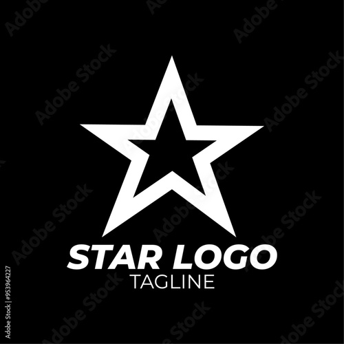 Gold Star Logo Vector in elegant Style with Black Background