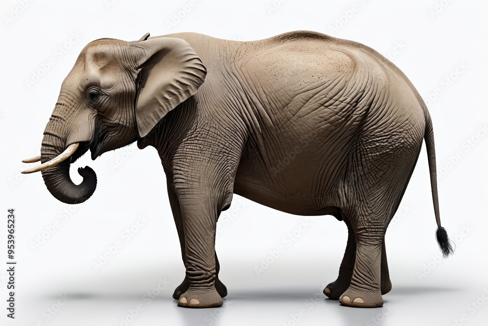 Obraz premium there is a large elephant standing on a white surface with its trunk extended