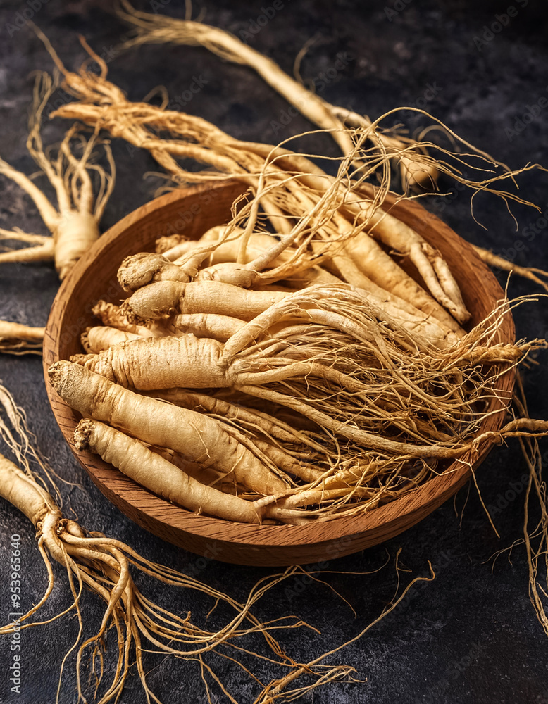 Lots of ginseng. ginseng Background Concept