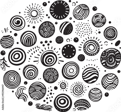Abstract element shape set. Drawing ornament silhouette abstract sticker art element