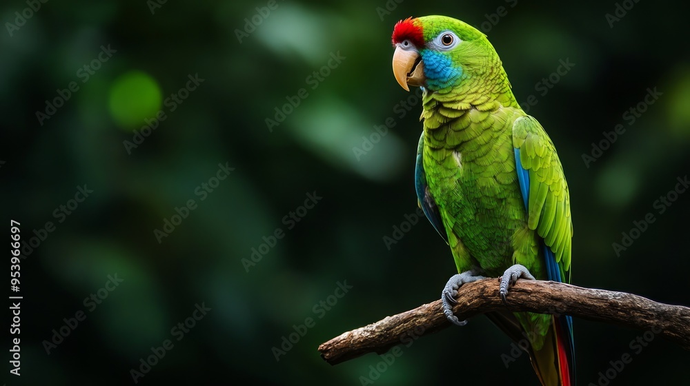 Obraz premium A vibrant Blue-naped Parrot Tanygnathus lucionensis with striking colorful feathers