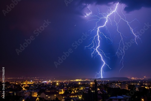 dangerous lightning in the dark night sky