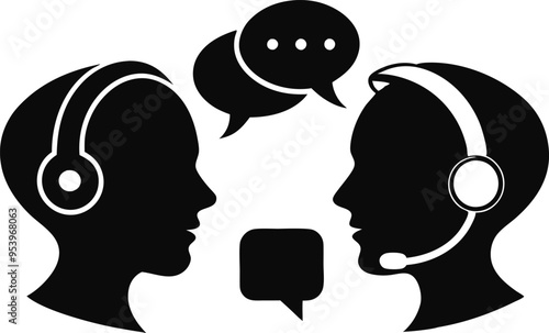 Wallpaper Mural communicating silhouette vector illustration Torontodigital.ca