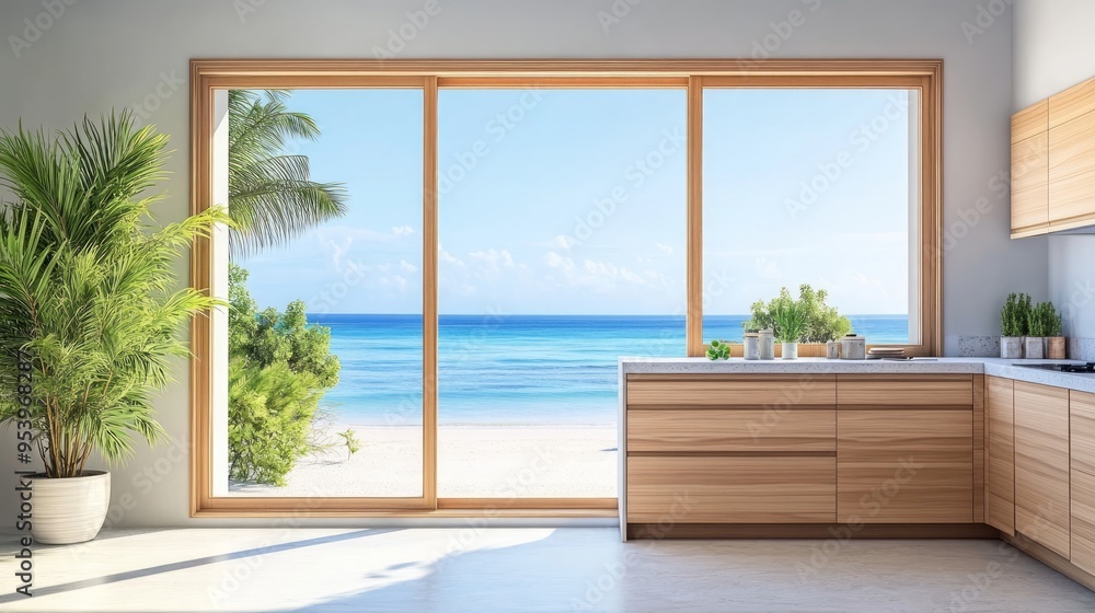 Modern home kitchen interior with cabinet, Generative Ai. Modern home kitchen interior with cabinet, Generative Ai.