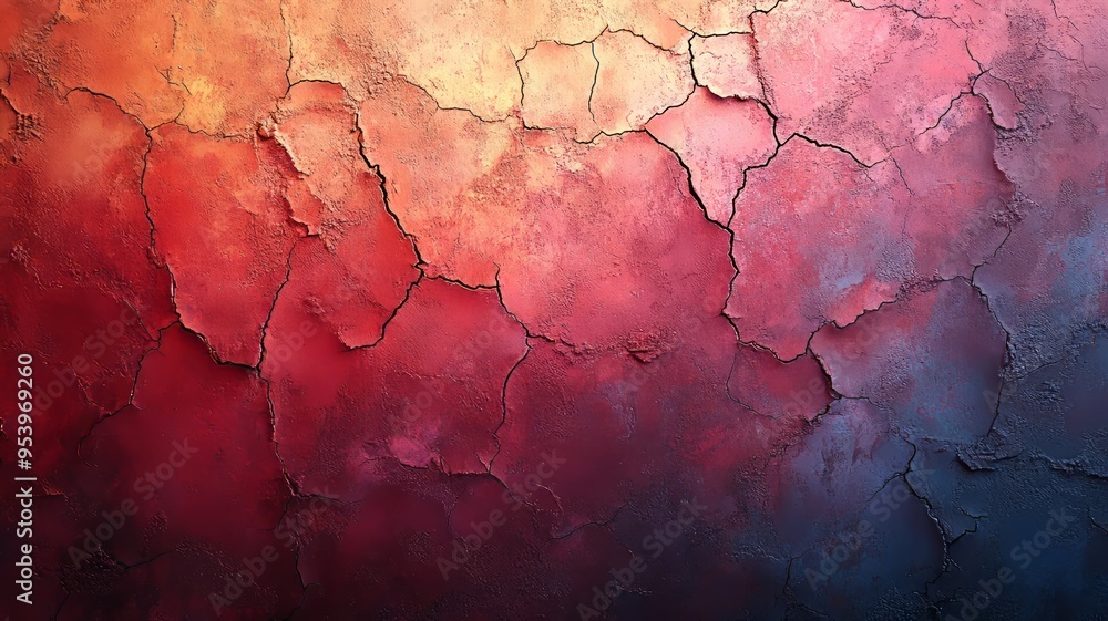 Cracked red and orange wall with rich texture Cracked red and orange wall with rich texture
