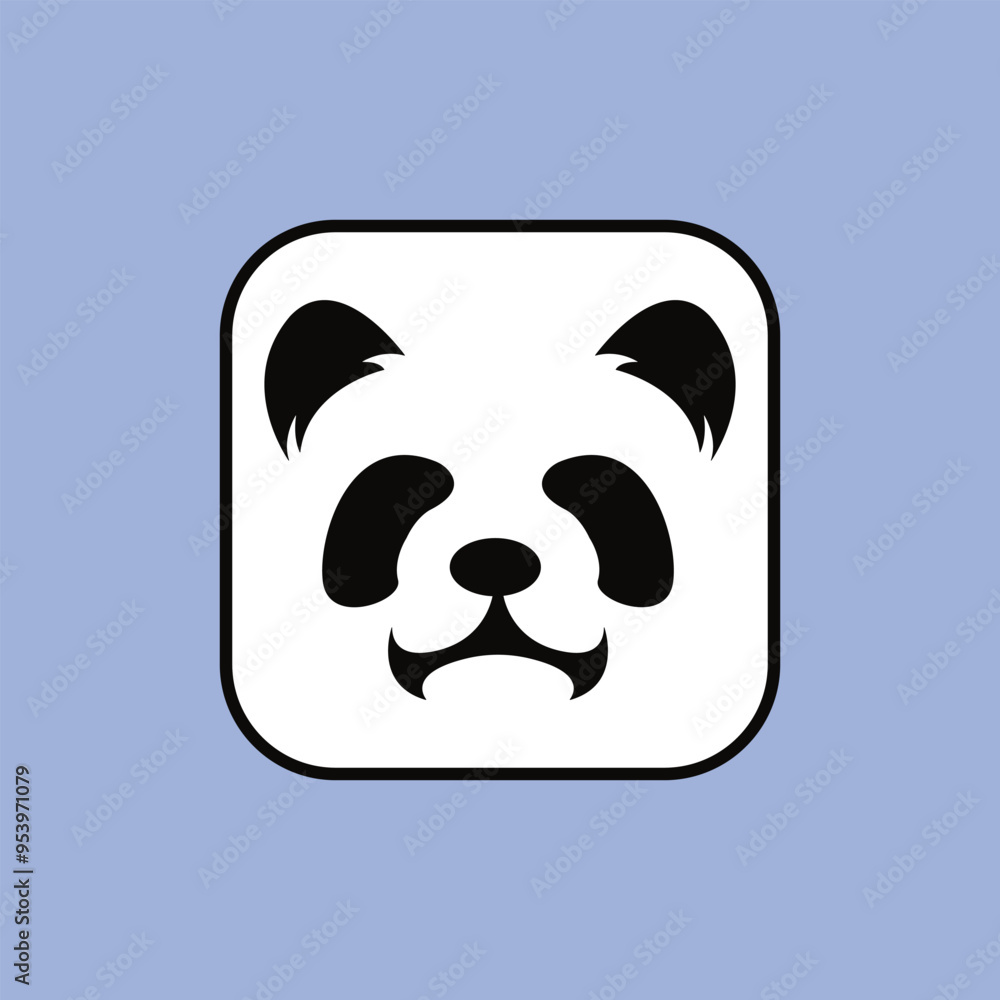 Baby panda face logo template. Baby panda face icon. Asian bear. Panda head isolated on white background Baby panda face logo template. Baby panda face icon. Asian bear. Panda head isolated on white background