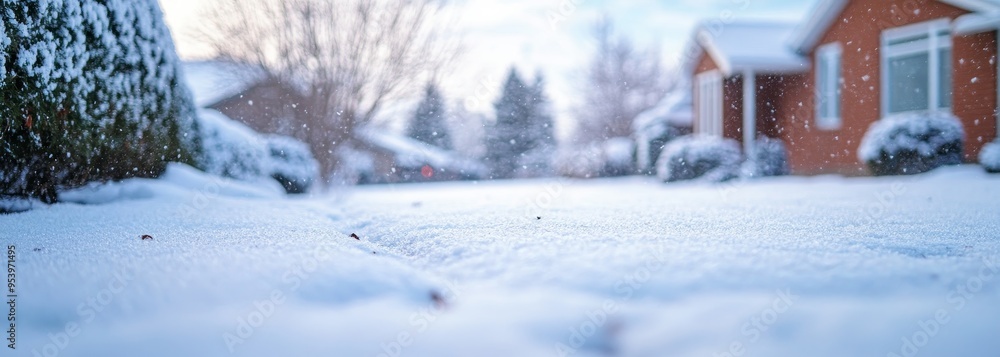Snow on lawn snow laying on lawn house composition background Snow on lawn snow laying on lawn house composition background