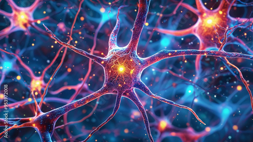 Illuminated neurons in a vibrant network, showcasing the intricate connections and activity within the brain.