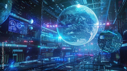 Cyberpunk World: A Holographic Earth in a Futuristic City