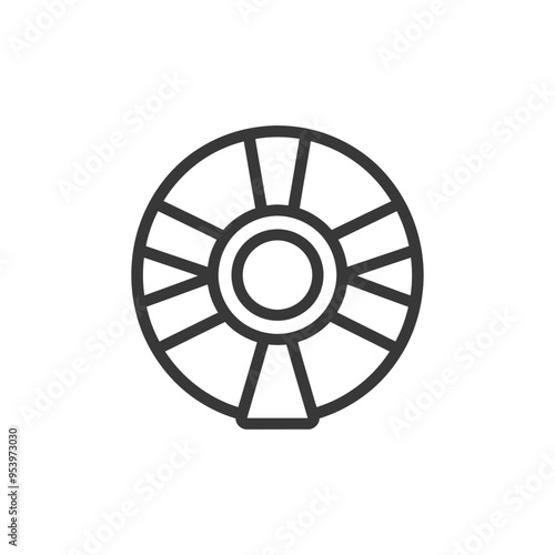 Black and White Line Art Illustration of a Lifebuoy