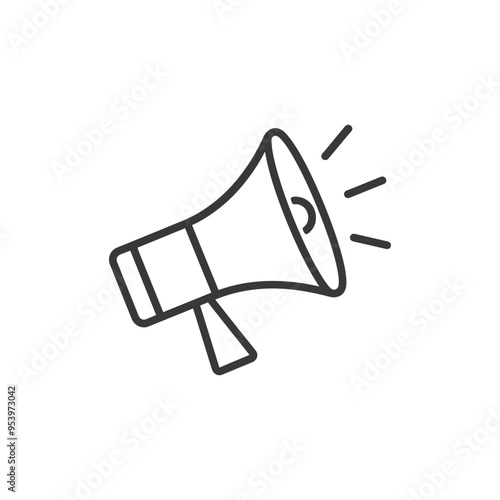 Black and White Line Art Illustration of a Megaphone