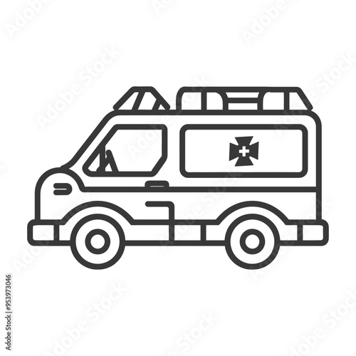 Wallpaper Mural Black and White Line Art Illustration of an Ambulance Torontodigital.ca