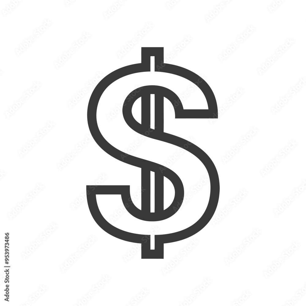Black and White Line Art Illustration of the Dollar Sign Black and White Line Art Illustration of the Dollar Sign