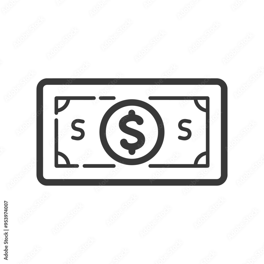 Black and White Line Drawing of a Dollar Bill Black and White Line Drawing of a Dollar Bill