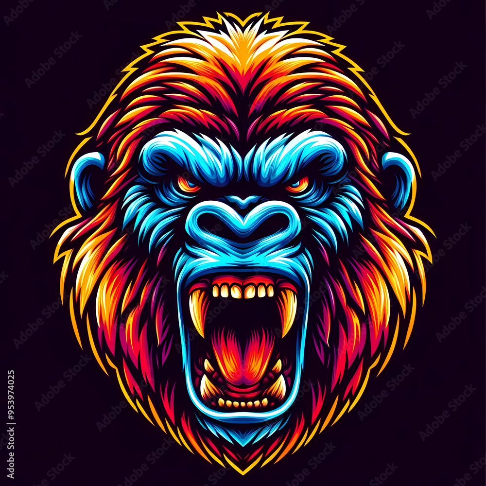 Obraz premium Alpha Gorilla face vector vibrant color 