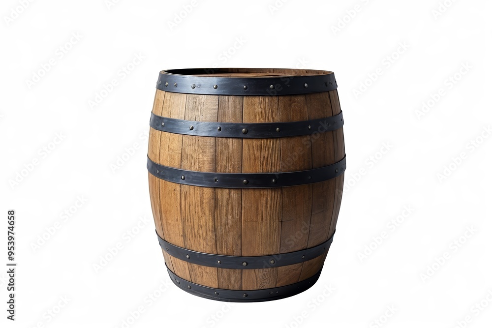 Obraz premium there is a wooden barrel with metal straps on it 