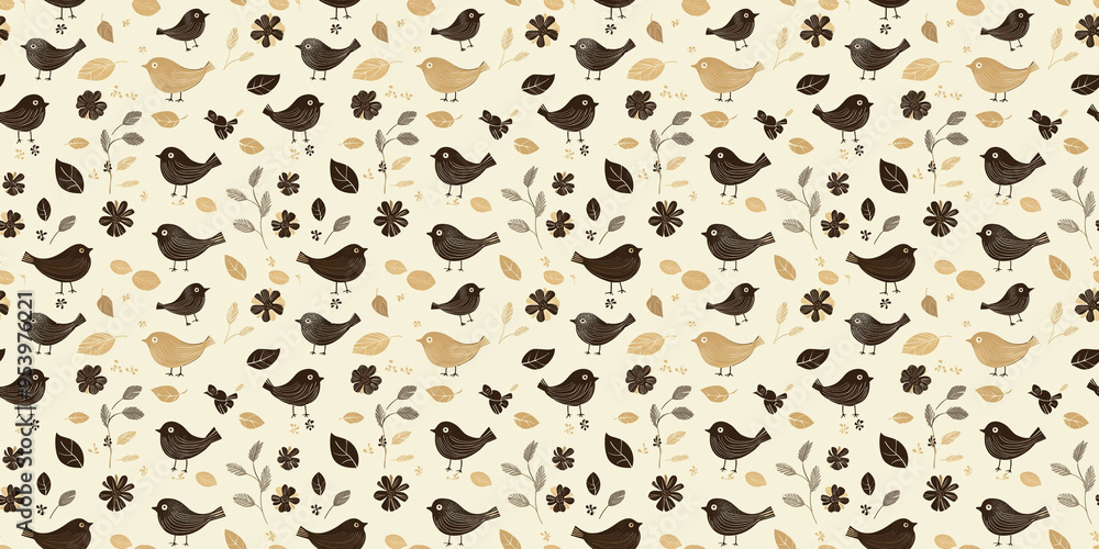 Seamless bird pattern with nature-themed, feathered designs. Background seamless pattern. Seamless bird pattern with nature-themed, feathered designs. Background seamless pattern.