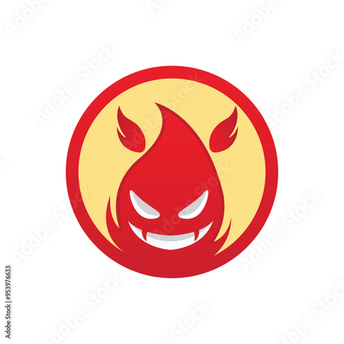 bad fire mascot esport logo design. Devil Fire and Devil Flame Logo.