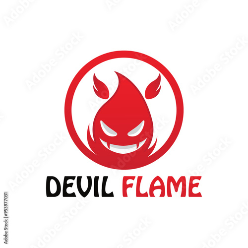 bad fire mascot esport logo design. Devil Fire and Devil Flame Logo.
