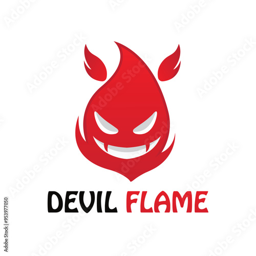 bad fire mascot esport logo design. Devil Fire and Devil Flame Logo.
