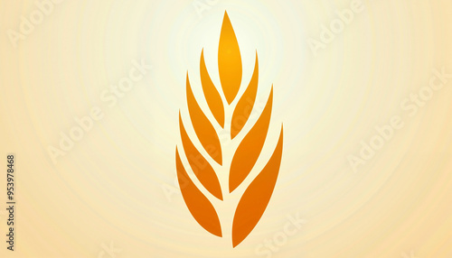 Stylized Wheat Icon in Golden Orange Representing Agriculture and Growth with Copy Space