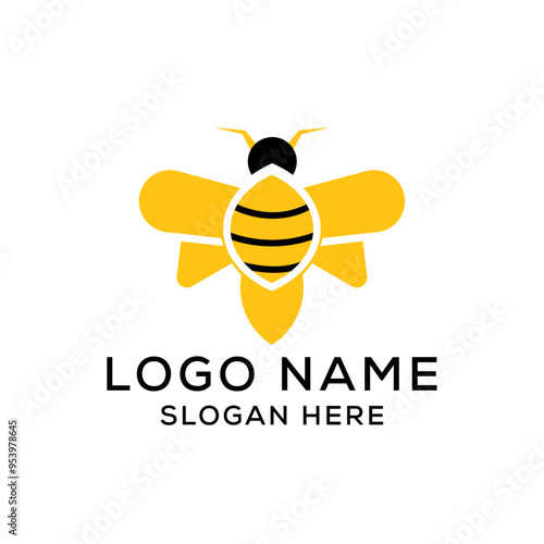 Bee concept designed logo template vector illustration