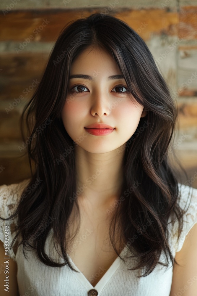 Elegant Asian Woman with Short Hair Posing for Portrait Elegant Asian Woman with Short Hair Posing for Portrait