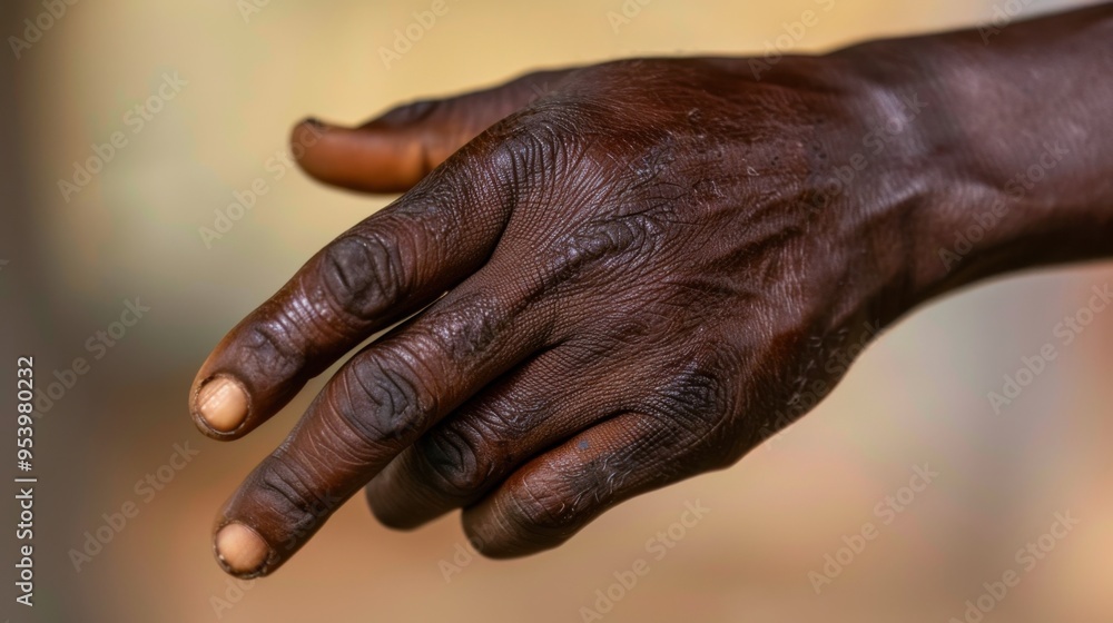 Close-Up of an African Man's Hand on Warm Background Close-Up of an African Man's Hand on Warm Background