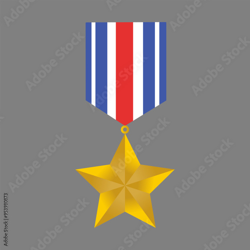 Star award. Medal for bravery. Military medal. USA Hero Star. Vector illustration