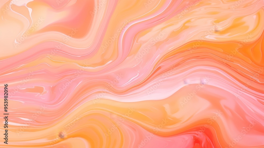 Abstract pink and peach fluid art painting with soft swirls and patterns. Abstract pink and peach fluid art painting with soft swirls and patterns.
