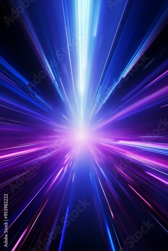 Hyperspace Tunnel with Vibrant Blue Light Beams