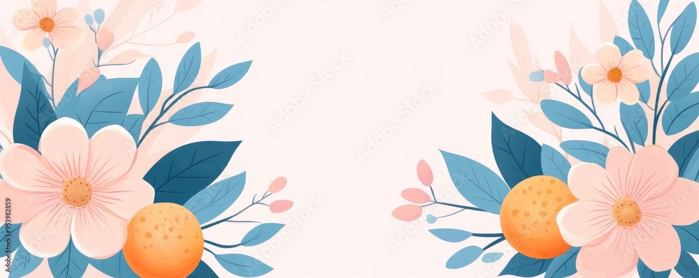 Artistic seamless pattern with abstract flowers and oranges Artistic seamless pattern with abstract flowers and oranges