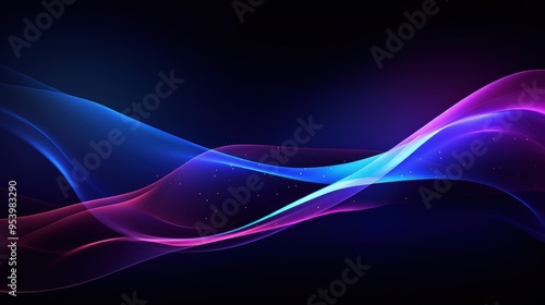 A vibrant abstract background featuring flowing waves of blue and pink light, ideal for digital design and creative projects.