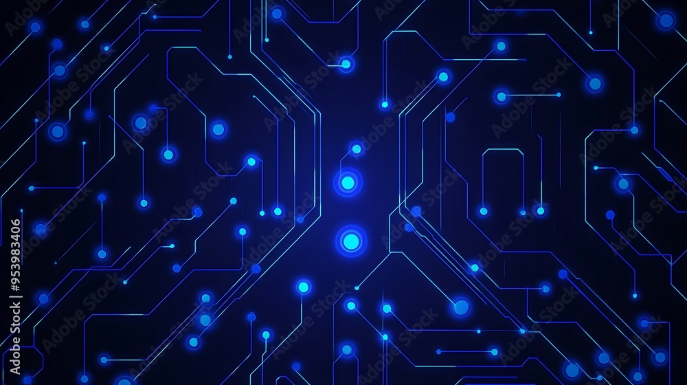 Obraz premium Abstract Blue Circuit Board Pattern