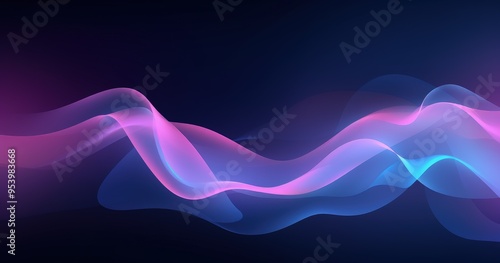 A smooth, flowing abstract design with vibrant pink and blue waves against a dark background, ideal for digital graphics.