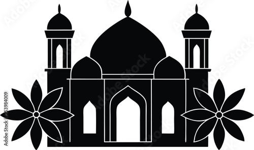 black silhouette mosque vector illustration