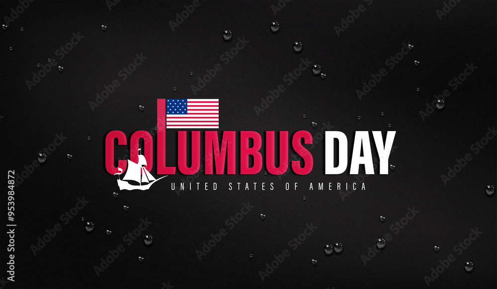 Columbus Day celebration graphic featuring text on a striking black background Columbus Day celebration graphic featuring text on a striking black background