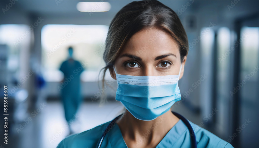 A headshot of a nurse in scrubs and a surgical mask, with a softly blurred hospital or clinic background. The nurse’s expression is caring and attentive, reflecting their role in patient care. A headshot of a nurse in scrubs and a surgical mask, with a softly blurred hospital or clinic background. The nurse’s expression is caring and attentive, reflecting their role in patient care.