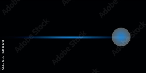 Moving blue light streak ray. 3d rendering