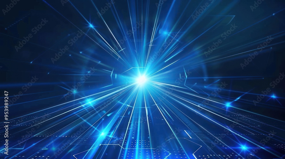 Naklejka premium Abstract Blue Digital Background with Glowing Lines