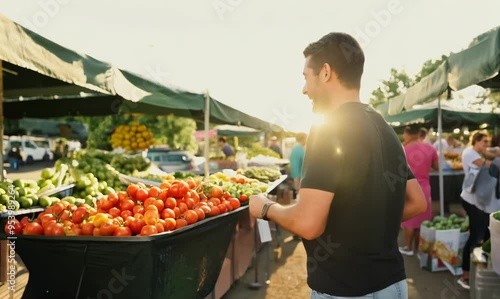 New Zealander Man Enjoying Fresh Produce at Farmers' Market
