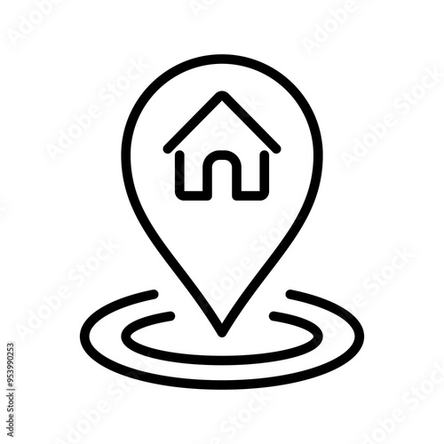 Delivery location icon vector. Road path like thin line map geolocation