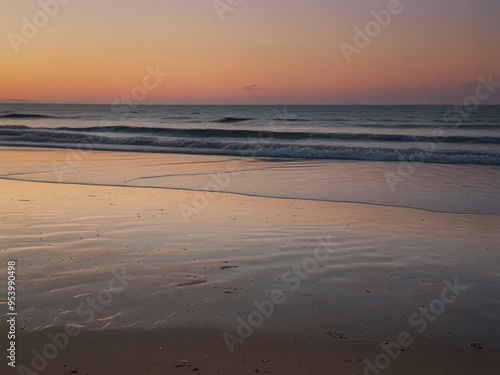 Wallpaper Mural Tranquil Sunset Over Calm Ocean Waves on a Serene Beach Torontodigital.ca