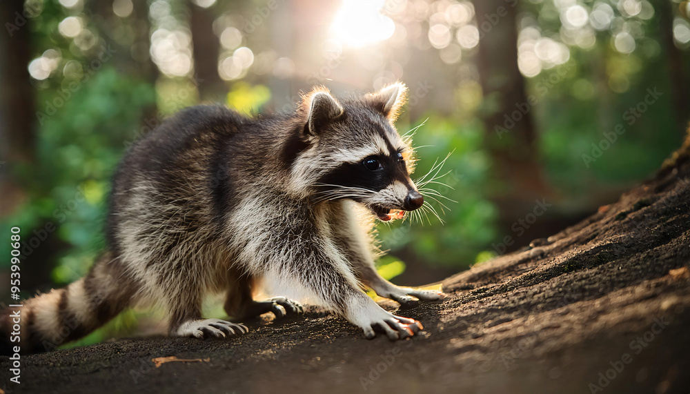 Curious Raccoon in Forest Setting Curious Raccoon in Forest Setting