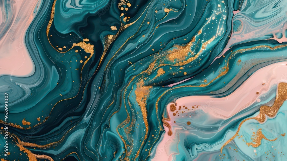 Abstract blue and gold marble pattern with glitter. Abstract blue and gold marble pattern with glitter.