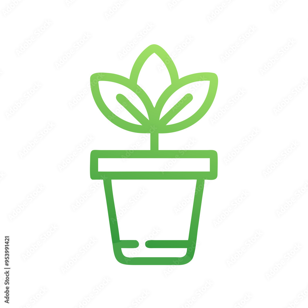 Green plant pot icon with a stylized plant, representing sustainable gardening and urban agriculture practices Green plant pot icon with a stylized plant, representing sustainable gardening and urban agriculture practices