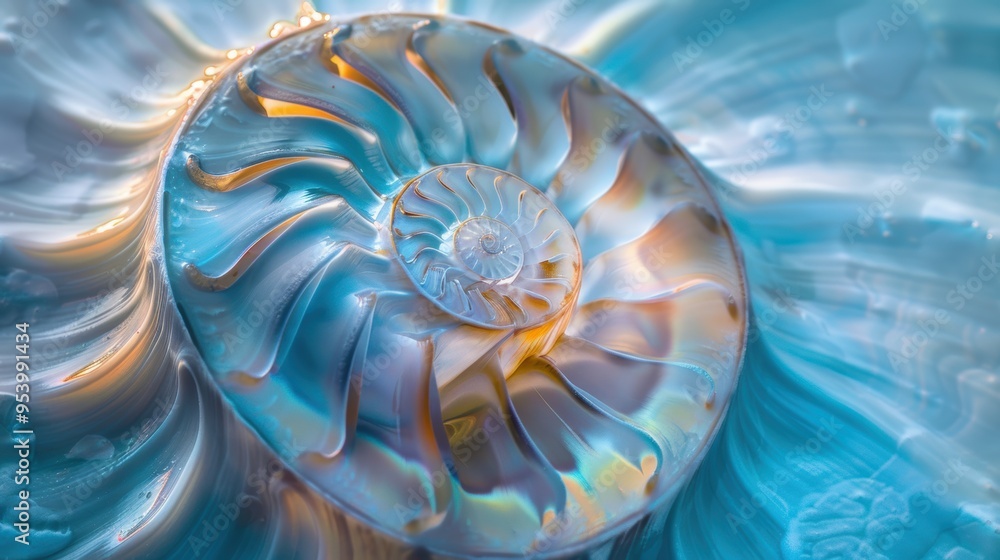 Abstract wallpaper featuring a nautilus shell, with a focus on its fibonacci sequence. The shell's natural beauty is a perfect addition to this art piece. Abstract wallpaper featuring a nautilus shell, with a focus on its fibonacci sequence. The shell's natural beauty is a perfect addition to this art piece.